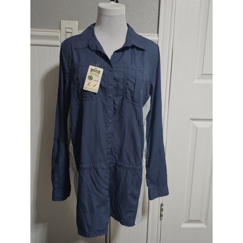 Duluth Trading Armachillo Blue Cooling Long Sleeve Vented Shirt Women L